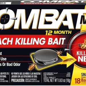 Combat Max 12 Month Roach Killing Bait, Small Roach Bait Station, Child-Resistant, 18 Count