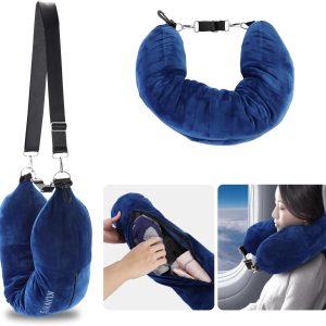Travel Pillow You Stuff with Clothes As Carry-On Luggage Fits 5 Days of Travel Essentials Transformable Multifunctional Luggage Neck Pillowcase Soft Plush Stuff-able