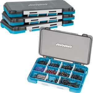 QualyQualy Fishing Tackle Box, Small Tackle Box Organizer with Removeable Diveders, 2 in 1 Small Fishing Tackle Box Organizer, Plastic Storage Box, Blue, 4 Pack